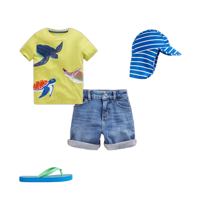 Mini Boden Kids' Superstitch Shark T-Shirt, Gooseberry Yellow, £23.00