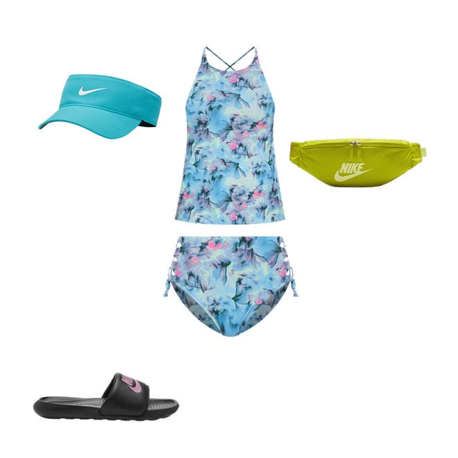 Nike Women s Swim Lace Up High Neck Print Tankini Academy