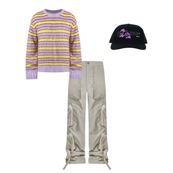 Striped Mohair Sweater - Green/Purple | mnml | shop now Striped Mohair Sweater - Green/Purple | mnml | shop now