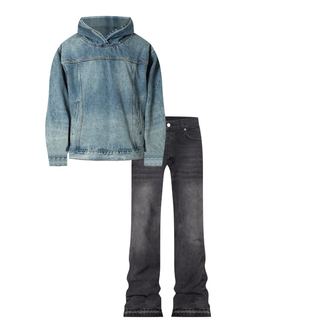Denim Pullover Hoodie - Vintage Blue | mnml | shop now Denim Pullover Hoodie - Vintage Blue | mnml | shop now