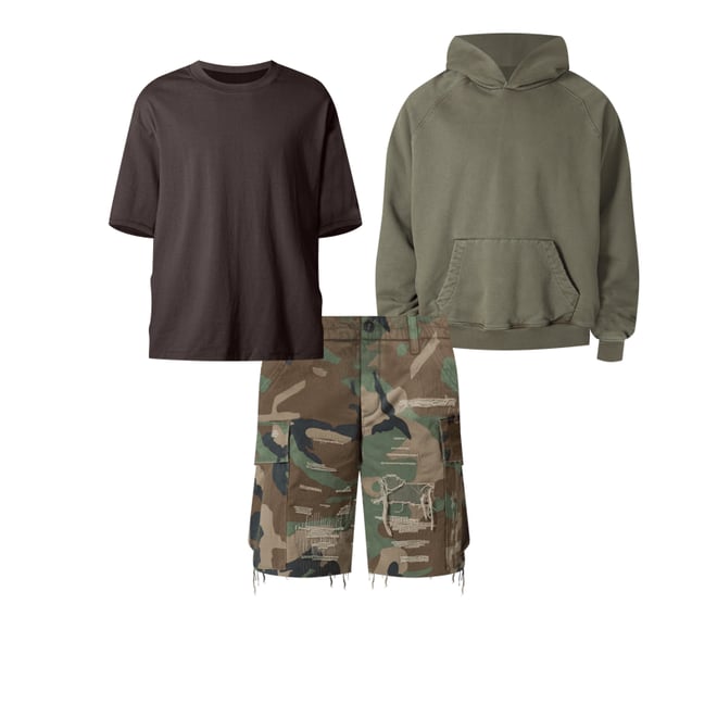 2nd bundle featuring 2 items which compliment Distressed Cargo Shorts - Camo
