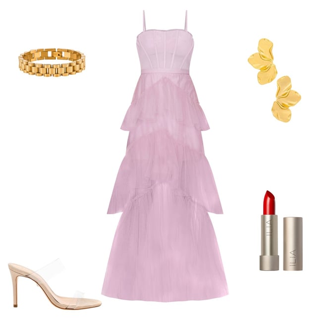 BCBGMAXAZRIA Corset Tulle Gown in Orchid | REVOLVE