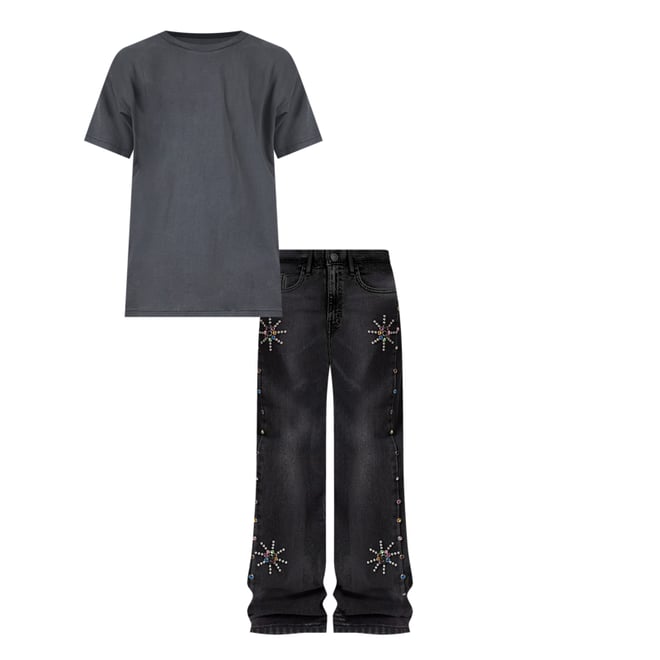 V376 Studded Baggy Denim - Washed Black | mnml | shop now V376 Studded Baggy Denim - Washed Black | mnml | shop now