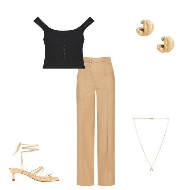 Sally Solid Corset Top In Black