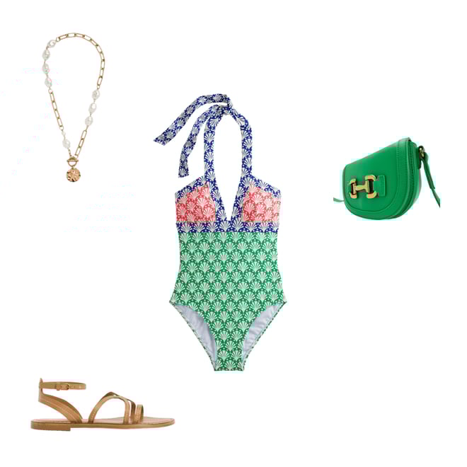 3rd bundle featuring 3 items which compliment Ithaca Halter Swimsuit-Green Tambourine, Shells