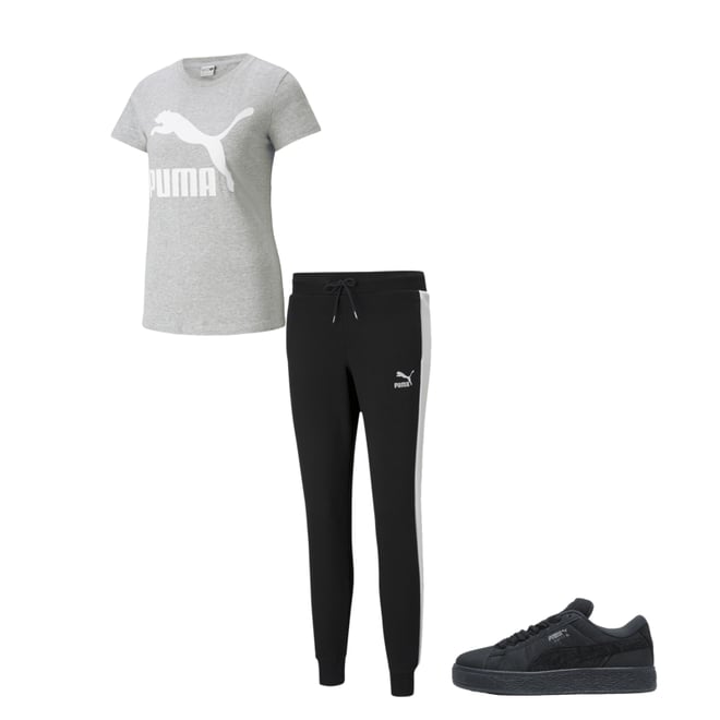 Black and white puma tracksuit womens shop
