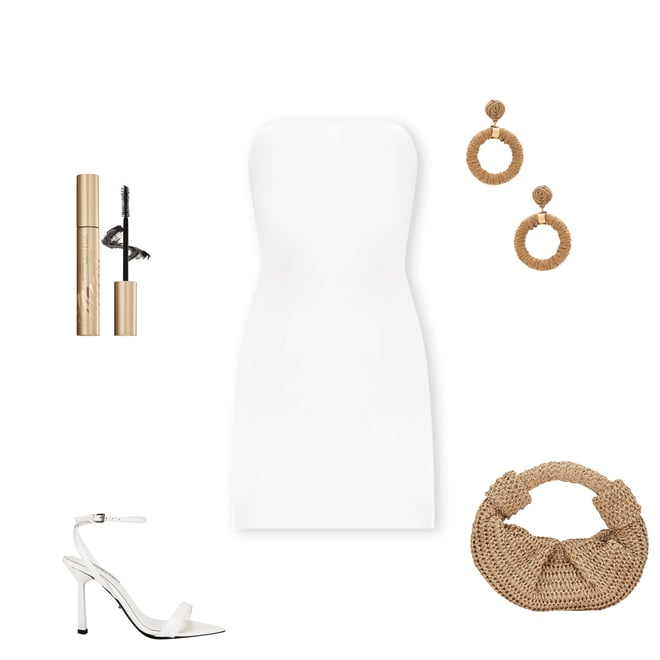 3rd bundle featuring 4 items which compliment Strapless Tube Mini Dress