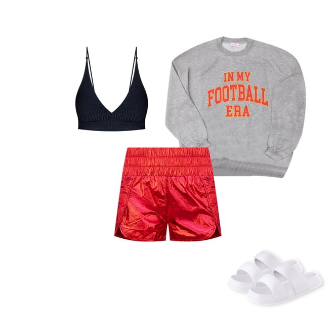 Errands To Run Red Metallic High Waisted Athletic Shorts