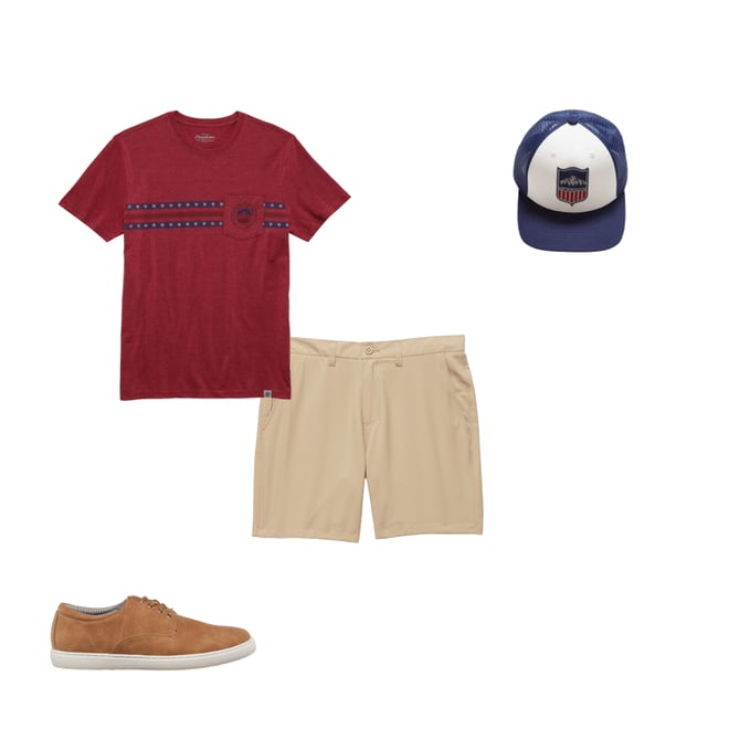 1st bundle featuring 3 items which compliment  Icon Logo Striped Pocket Tee Shirt - Red Heather