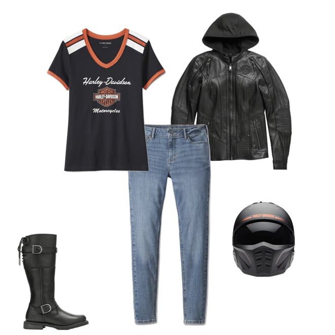 Women's Iconic V-Neck Shoulder Stripe Tee | Harley-Davidson USA Women's Iconic V-Neck Shoulder Stripe Tee | Harley-Davidson USA