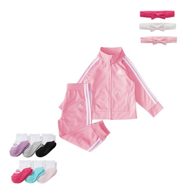 Pink adidas clearance tracksuit for babies