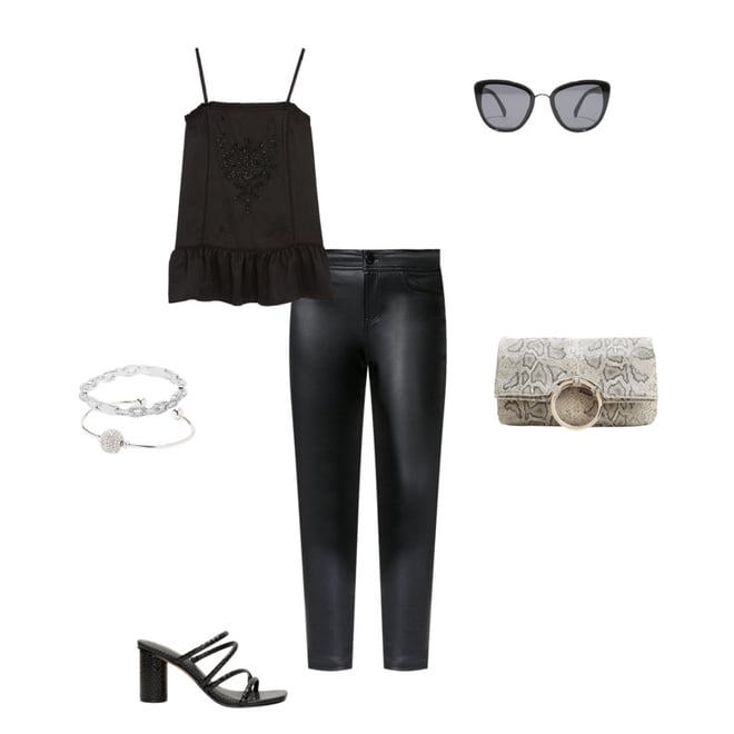 five pocket faux leather leggings