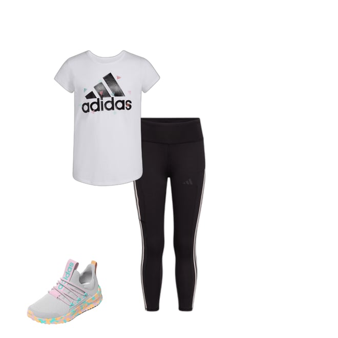 adidas Big Girls Mid Rise Flare Full Length Leggings, Color: Adi