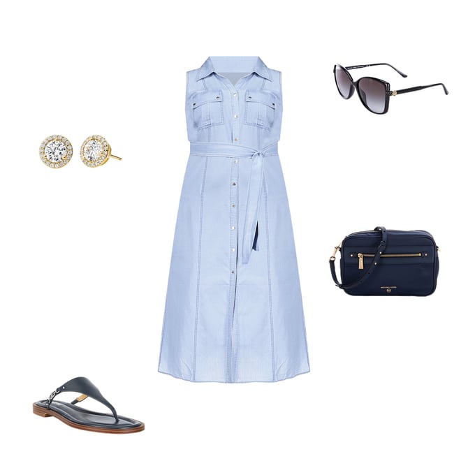 Michael kors denim on sale maxi shirt dress