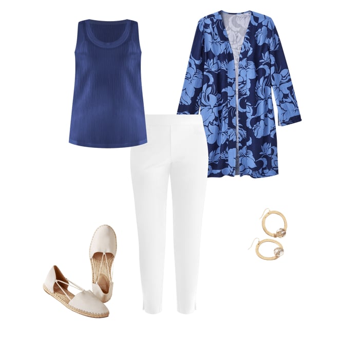 Soft Surroundings, Tops, Soft Surroundings Relaxed Fit Bracelet Sleeve Oceo  Gauze Tunic In Mallard Blue