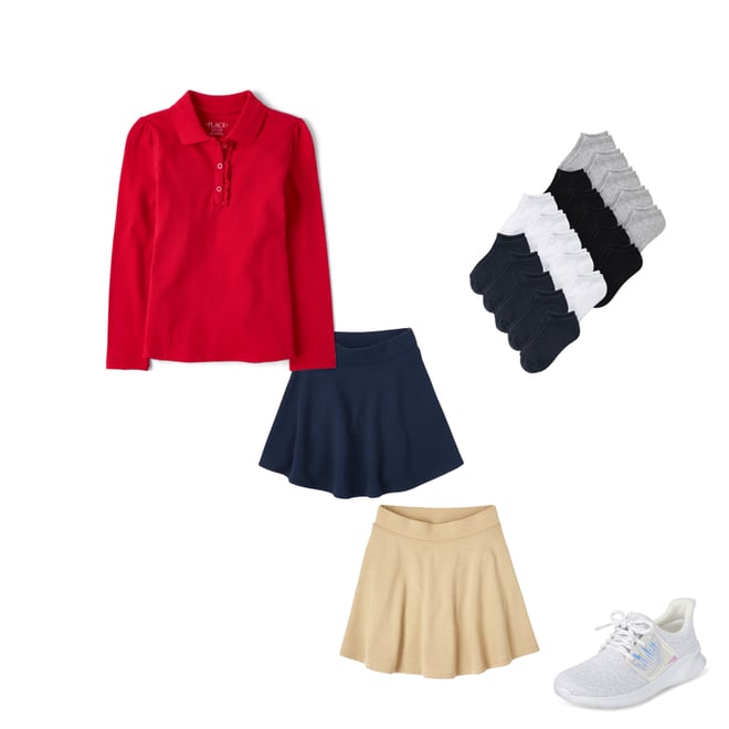 4th bundle featuring 3 items which compliment Girls Uniform Ruffle Pique Polo