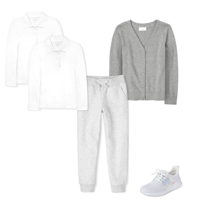 1st bundle featuring 3 items which compliment Girls Uniform Ruffle Pique Polo 2-Pack