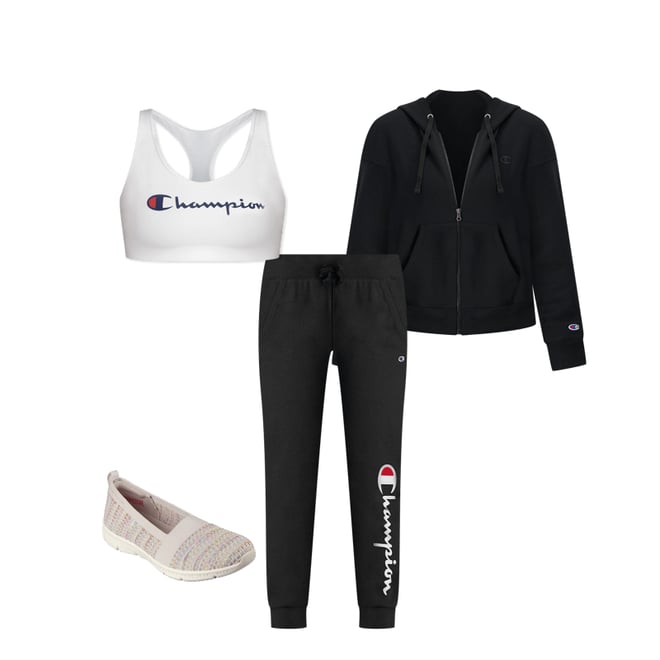 CHAMPION Fleece Girls Black Jogger Sweatpants