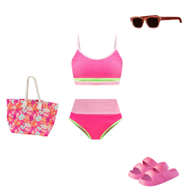 Do Not Disturb Coral Color Block Bikini Top – Pink Lily