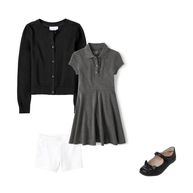 Girls Uniform Short Sleeve Ruffle Pique Knit Polo Dress - GRAY | The  Children's Place
