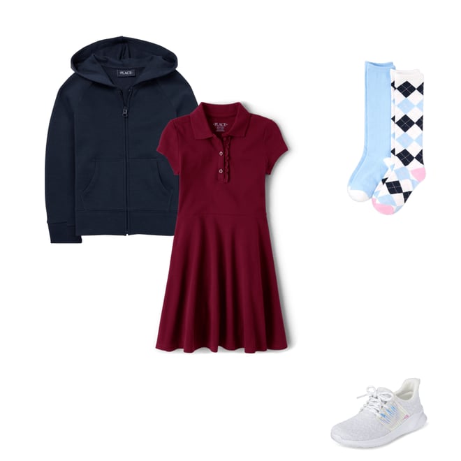2nd bundle featuring 3 items which compliment Girls Uniform Ruffle Pique Polo Dress