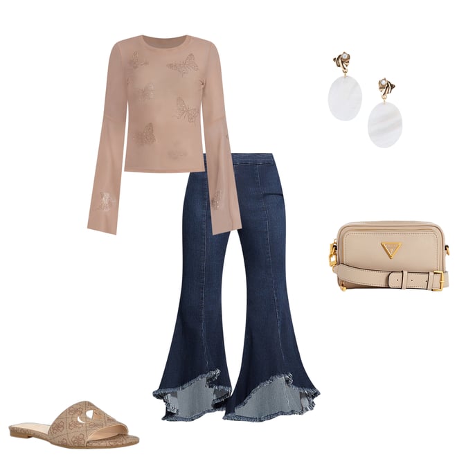 Guess Sofia 1981 High Rise Cropped Flare Denim Pants Dillard s