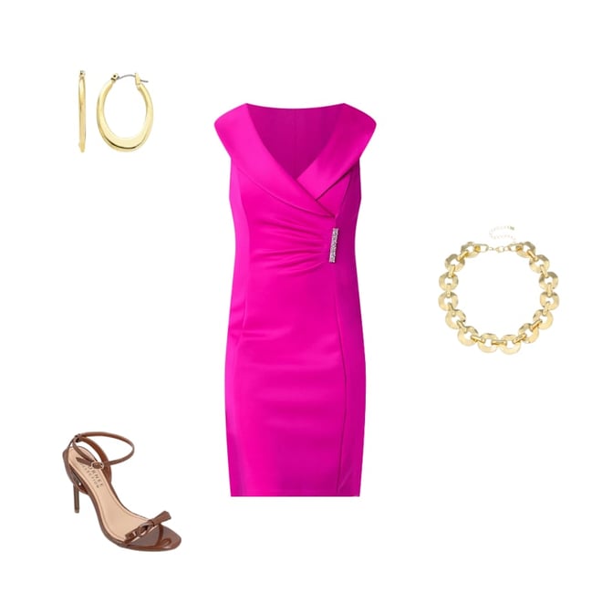 Pink Dress with Gold Accessories