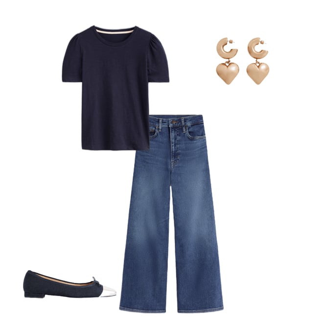 4th bundle featuring 3 items which compliment Cotton Puff Sleeve T-Shirt-Navy
