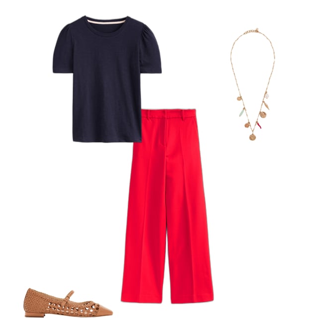 3rd bundle featuring 3 items which compliment Cotton Puff Sleeve T-Shirt-Navy