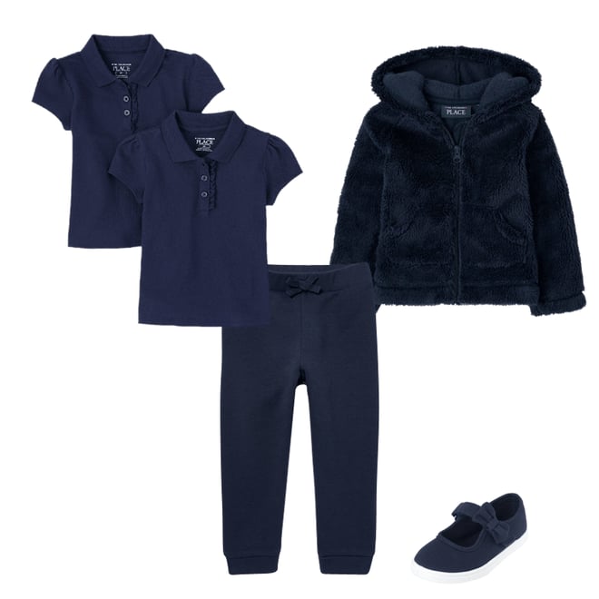 Toddler Girls Uniform Active French Terry Knit Jogger Pants BLUE