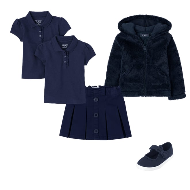 1st bundle featuring 3 items which compliment Toddler Girls Uniform Button Pleated Skort