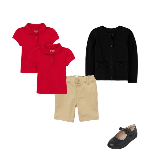 4th bundle featuring 3 items which compliment Toddler Girls Uniform Stretch Chino Shorts