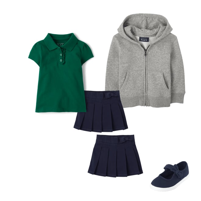 2nd bundle featuring 3 items which compliment Toddler Girls Uniform Bow Pleated Skort 2-Pack