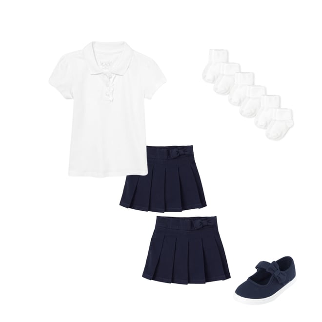 3rd bundle featuring 3 items which compliment Toddler Girls Uniform Bow Pleated Skort 2-Pack