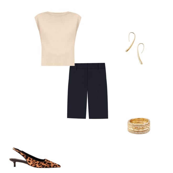 Haircalf and Leather Slingback Kitten Heel Pumps