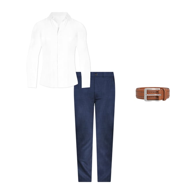 Athletic Fit Stretch Suit Pants - Heathered Navy