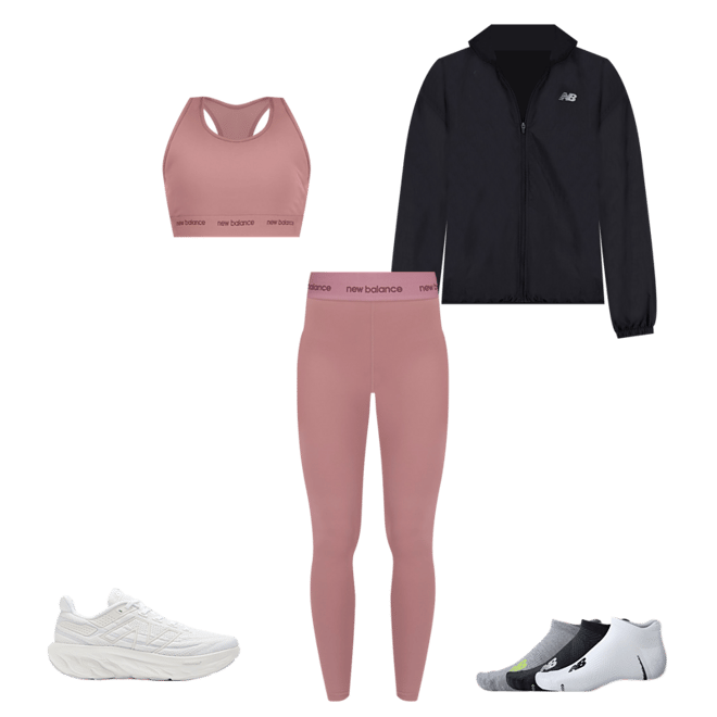 New Balance Evolve Running Leggings With Pockets Gray And Pink
