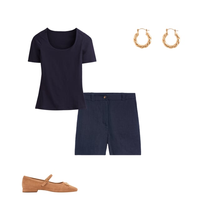 1st bundle featuring 3 items which compliment Double Layer Scoop T-shirt-Navy