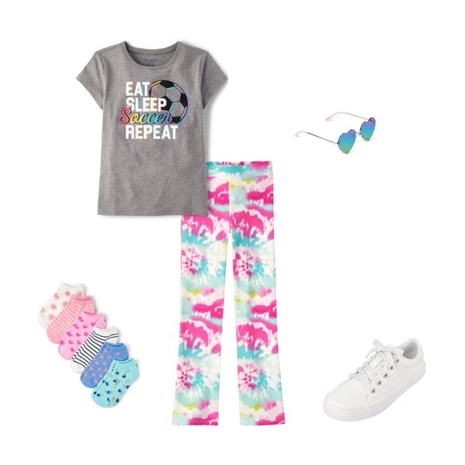 Girls Active Knit Print Flare Leggings