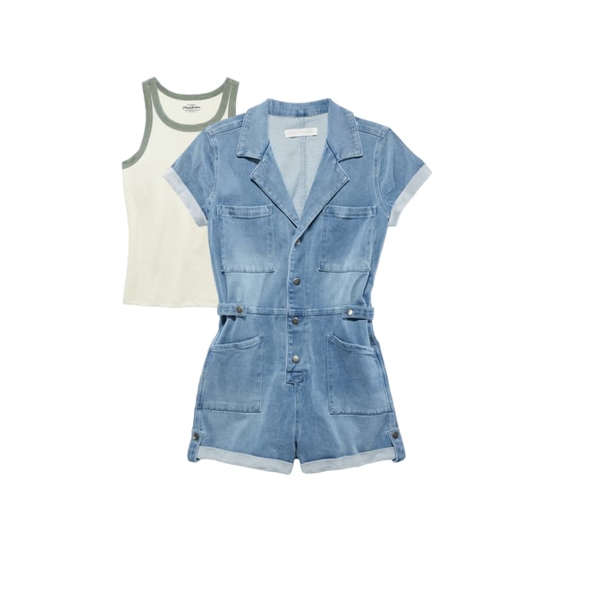 3rd bundle featuring 1 items which compliment Dana Utility Knit Denim Romper - Light Wash