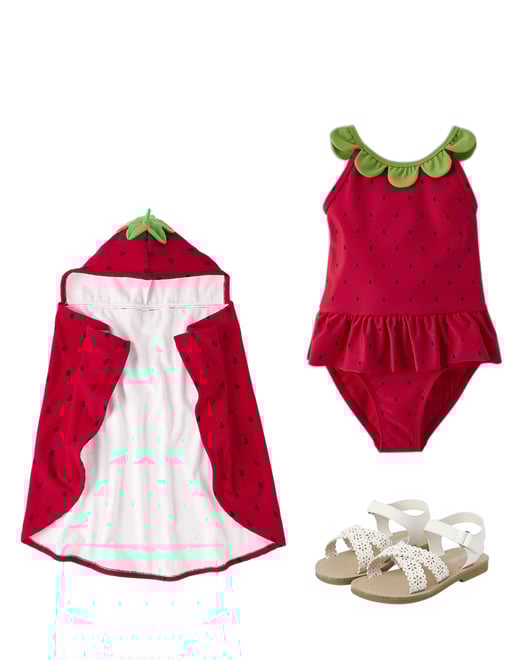 Girls Strawberry One Piece Swimsuit Splish Splash CLASSICRED Gymboree CA