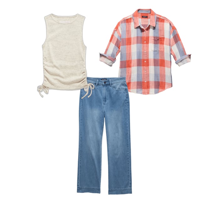 1st bundle featuring 2 items which compliment  Brookside Boyfriend Shirt - Red/White/Blue