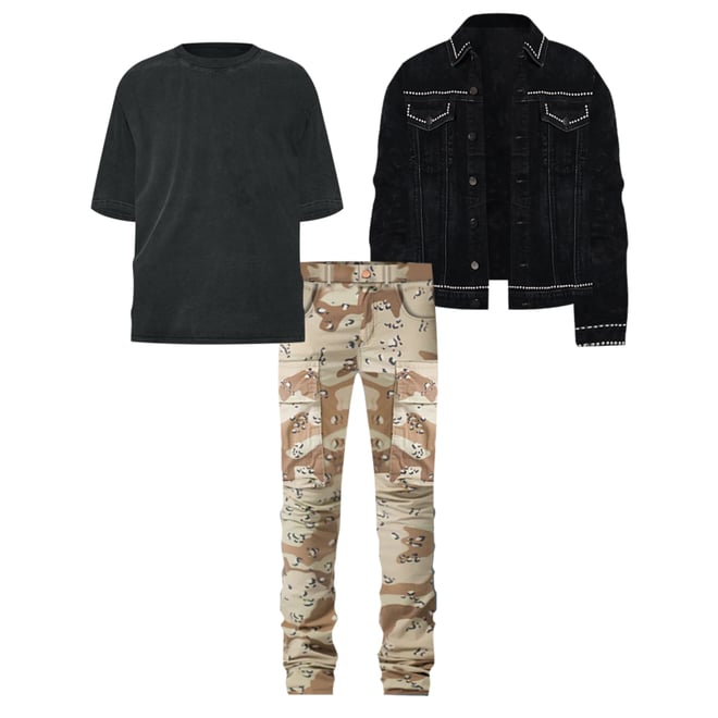 X515 Convertible Skinny Cargo Denim - Desert Camo | mnml | shop now