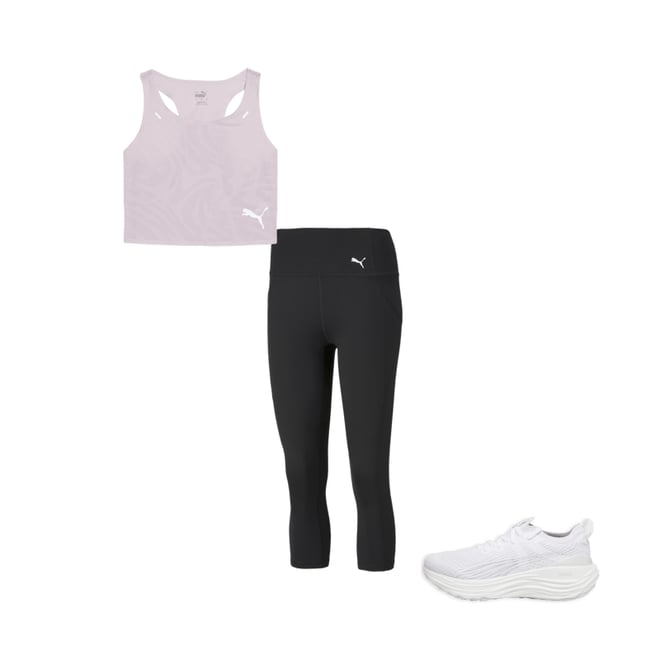 Pink puma logo exercise crop top grey... S main image 1