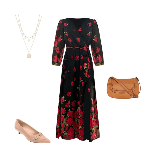 Premier amour long shop sleeve floral maxi dress