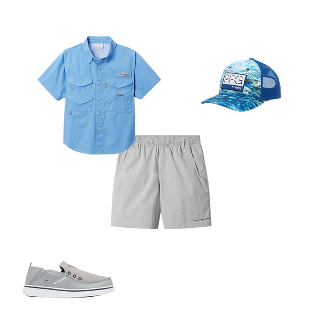 Columbia Boys Toddler PFG Bonehead Short Sleeve Shirt - 4T - Blue