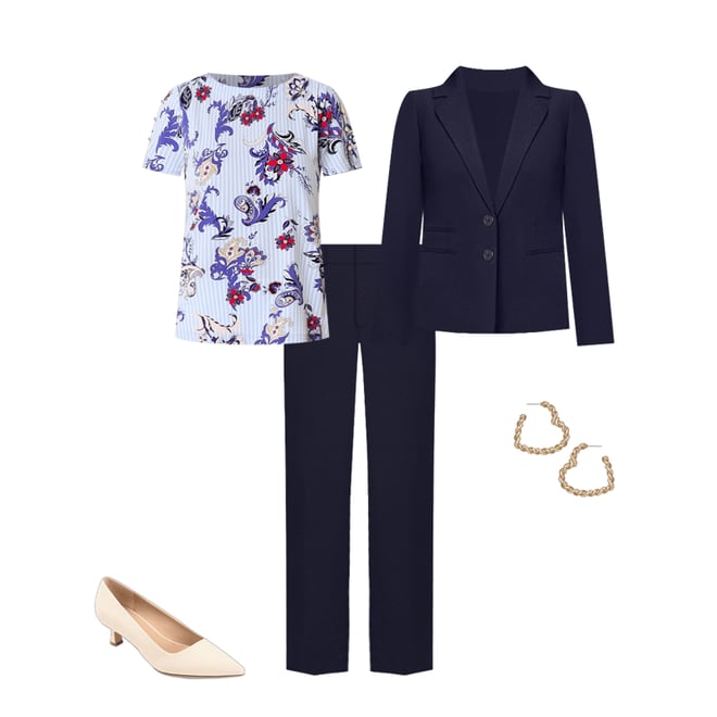 Le Suit Pant Suit-JCPenney, Color: Navy