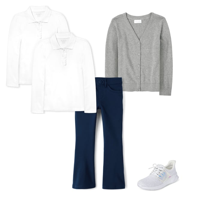 2nd bundle featuring 3 items which compliment Girls Uniform Ruffle Pique Polo 2-Pack