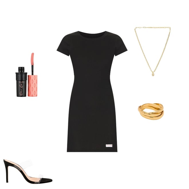 ALEXANDER WANG ブラック 半袖ワンピース Alexander Wang ショートスリーブクルーネックドレス - Black