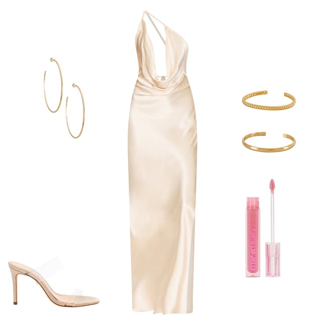 SNDYS Johanna Cowl Neck Maxi Dress in Champagne | REVOLVE